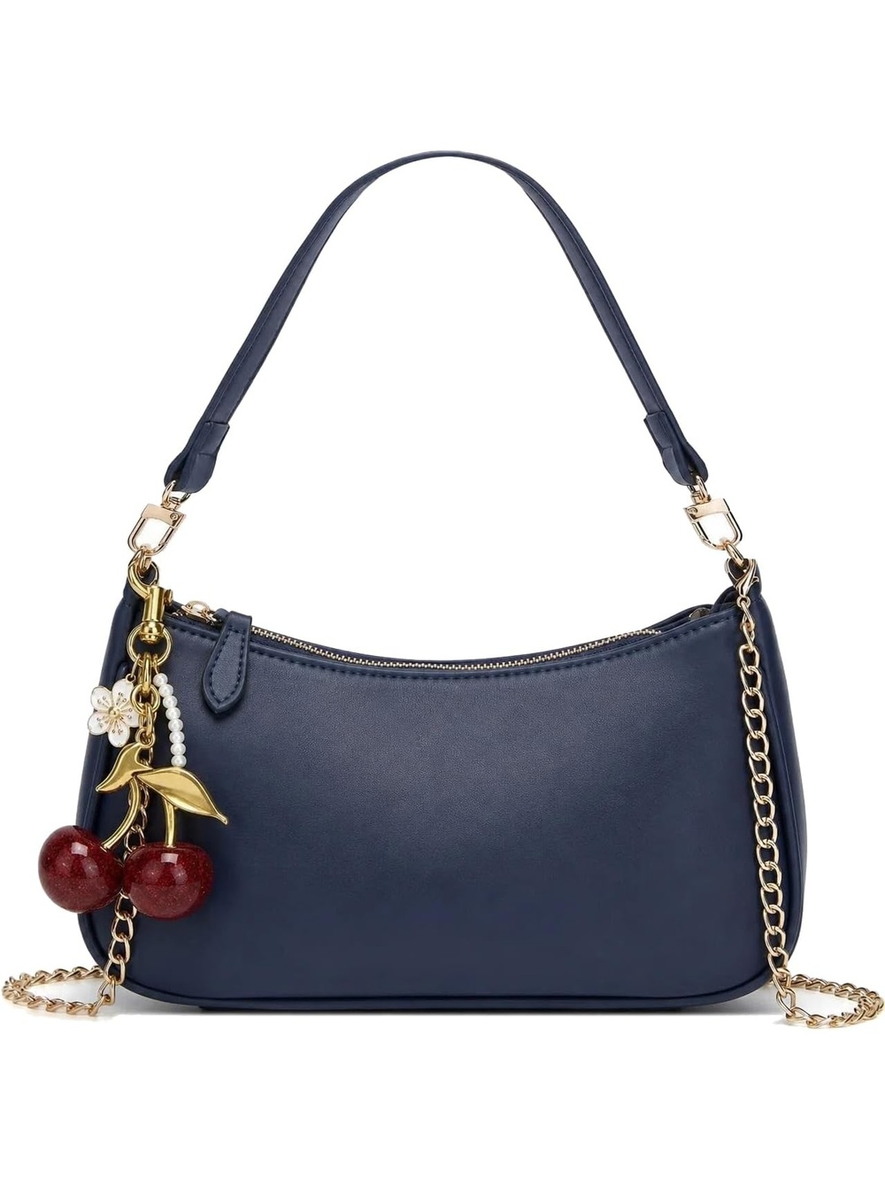 〽️ Women's Dark Blue Cute Hobo Cherry Clutch Purse Straps Shoulder Bags